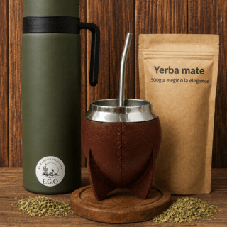 KIT matero Inicio: termo, pack mate y yerba 500g