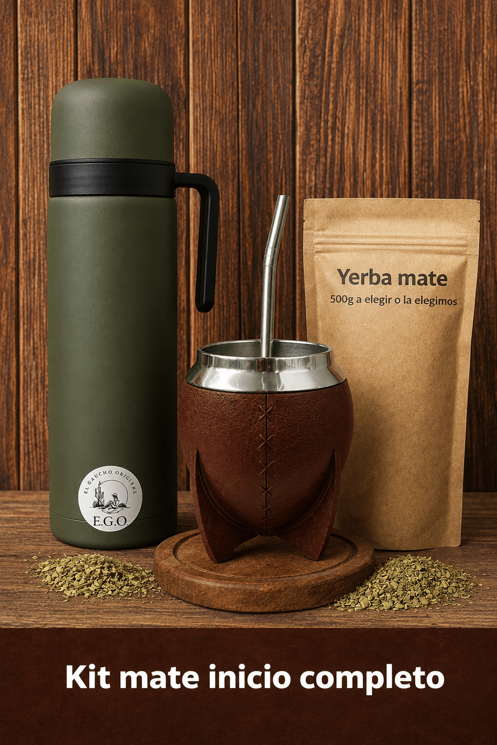 KIT matero Inicio: termo, pack mate y yerba 500g